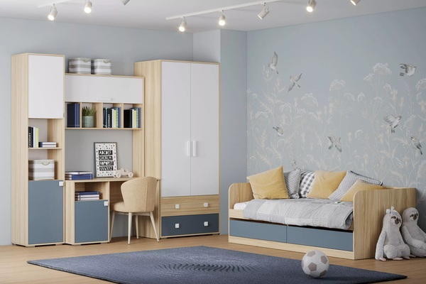 Кровать детская Элиот НМ 041.92 маренго, баунти песочный (спальное место 90 х 200)