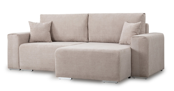 Диван-кровать угловой Оксфорд 710 композиция 1, шенилл Muza 04 светло-бежевый, модульная система, сборка на любую сторону