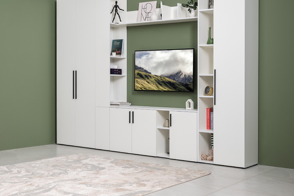 Гостиная Эйр композиция 2 белый PE шагрень, собирается на любую сторону