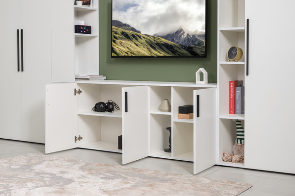 Гостиная Эйр композиция 2 белый PE шагрень, собирается на любую сторону