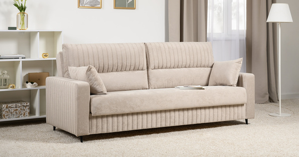 Диван-кровать прямой Изабель ТД 738 велюр Романс пебл бежевый