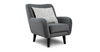 Кресло для отдыха Дакота ТК 586 велюр Vendetta 11 графитовый серый, Albus Zemin 1735 z1 col 2 белый