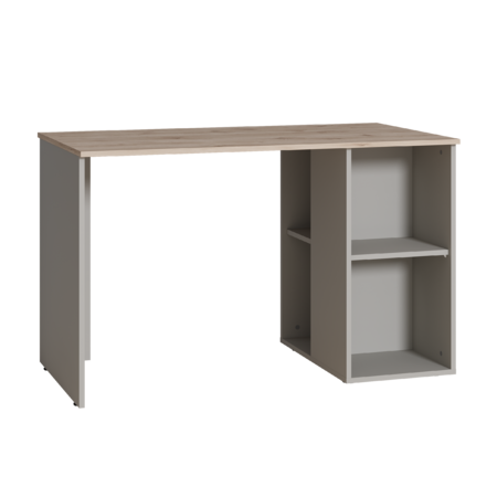 Стол письменный Лайт 12.163 серый шифер, дуб белый exclusive OW D4430, сборка на любую сторону, два варианта сборки тумбы