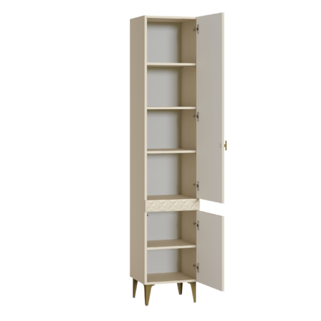 Гостиная Марион композиция 2 слоновая кость С341 PE, слоновая кость 6898 ПВХ, белый PE шагрень (собирается на любую сторону)