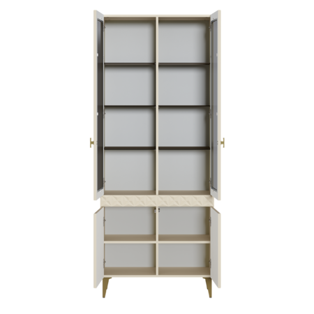 Гостиная Марион композиция 2 слоновая кость С341 PE, слоновая кость 6898 ПВХ, белый PE шагрень (собирается на любую сторону)