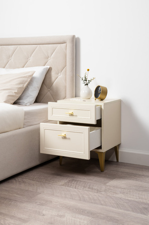 Тумба прикроватная Марион 16.14 слоновая кость С341 PE, слоновая кость 6898 ПВХ, белый PE шагрень