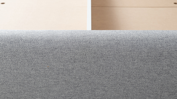 Кровать Миа 140 рогожка серый, кант желтовато-коричневый с ортопедическим основанием и подъемным механизмом