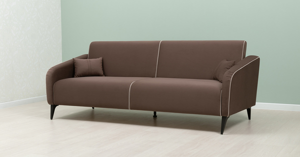 Диван-кровать прямой Ноэль ТД 448 велюр шоколадный, светлый кварцевый серый