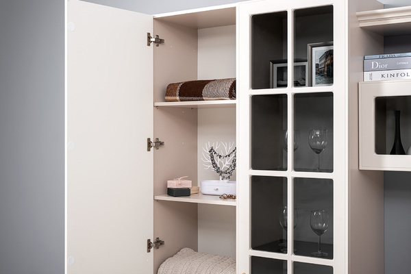 Шкаф-пенал Ричфорд 16.327.01 кашемир 5981 BS, моно керамика D166-2 ПВХ (собирается на любую сторону)