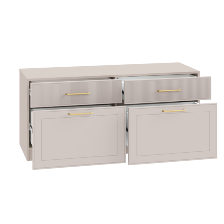 Гостиная Ричфорд композиция 2 без карнизов, кашемир 5981 BS, моно керамика D166-2 ПВХ, белый PE шагрень (собирается на любую сторону)